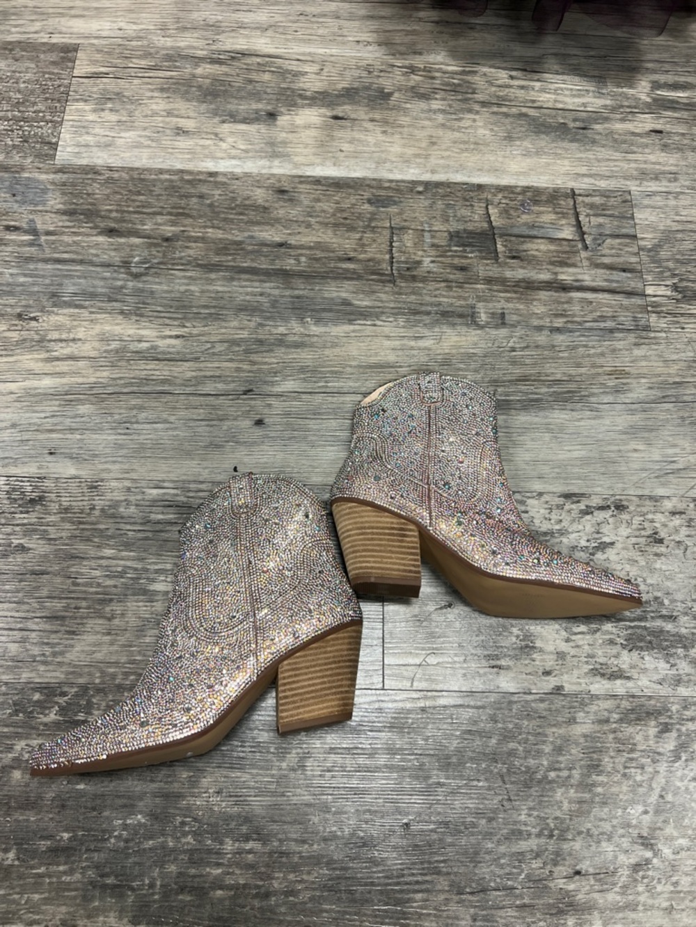 NWT Matisse Sparkle Western Ankle Boots - Glitter Crystal Block Heel